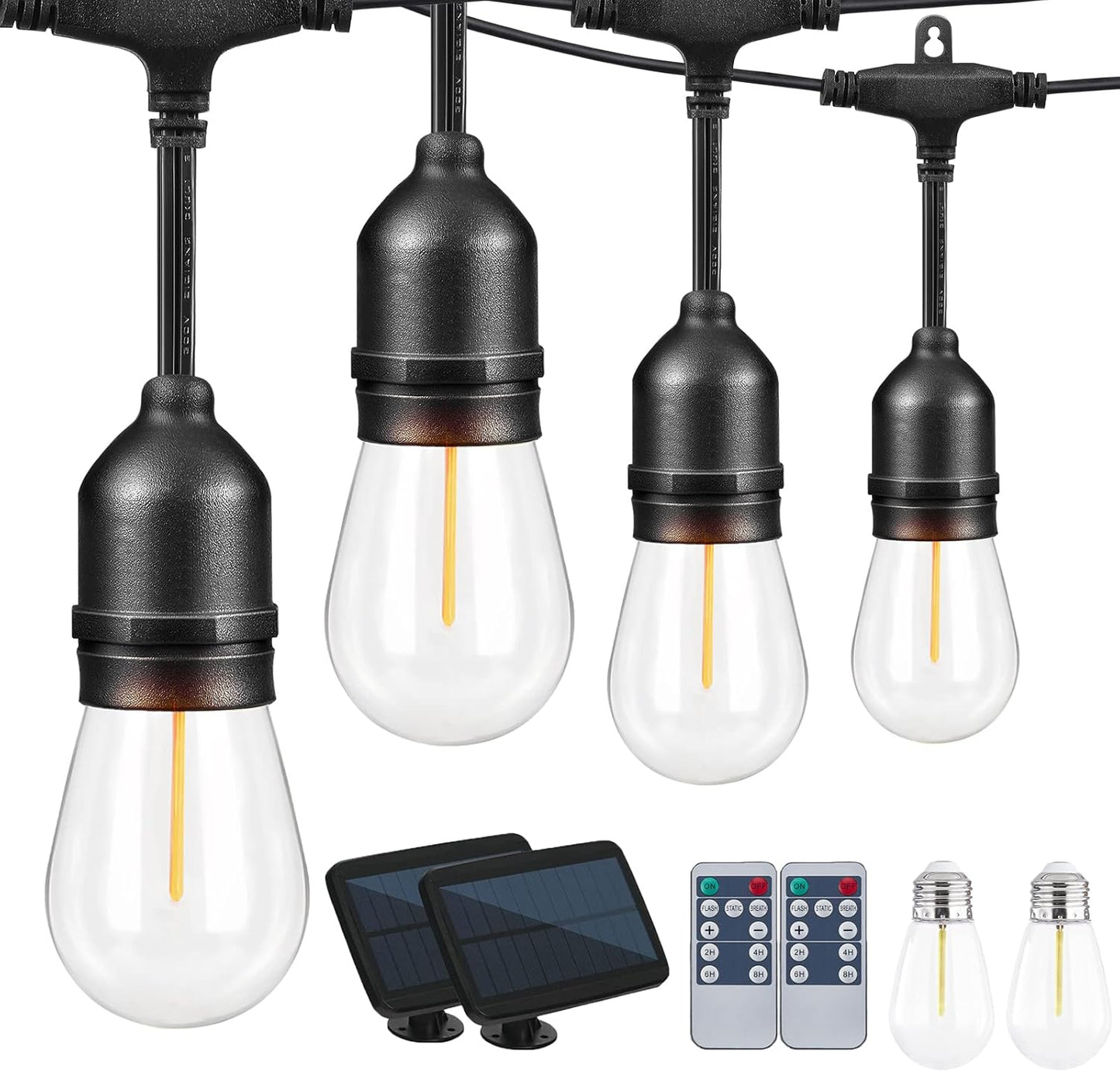 Dimmable Solar String Lights with Remote Control for Outdoors