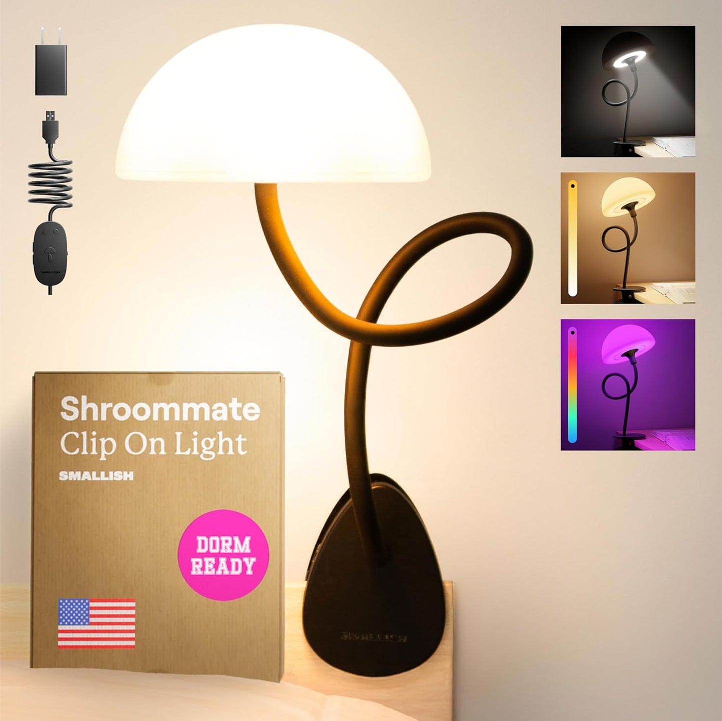 Shroommate Clip On Light for Dorm Room Essentials and More