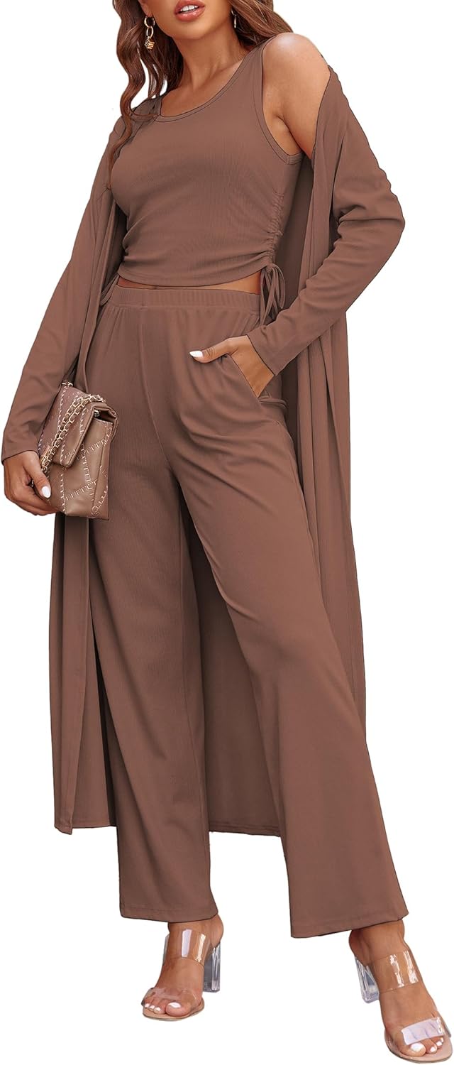 Ekouaer Women's 3 Piece Lounge Set for Ultimate Comfort