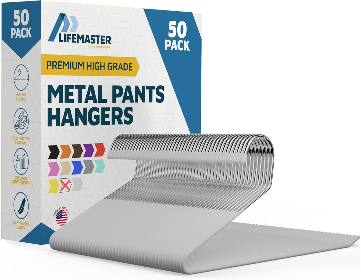 Metal Pants Hanger Set - 50 Pieces Non-Slip Closet Organizers