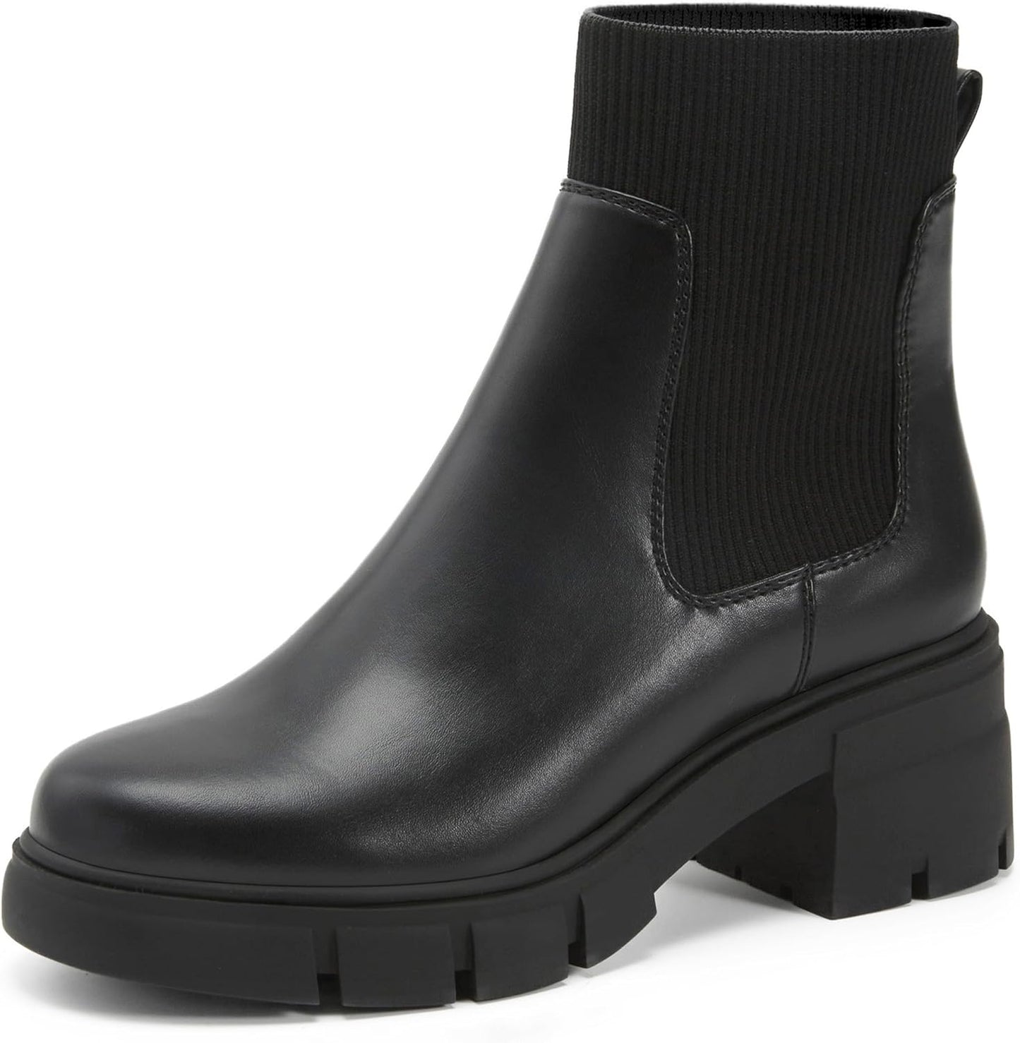 REDTOP Women's Elastic Chelsea Boots with Chunky Block Heels