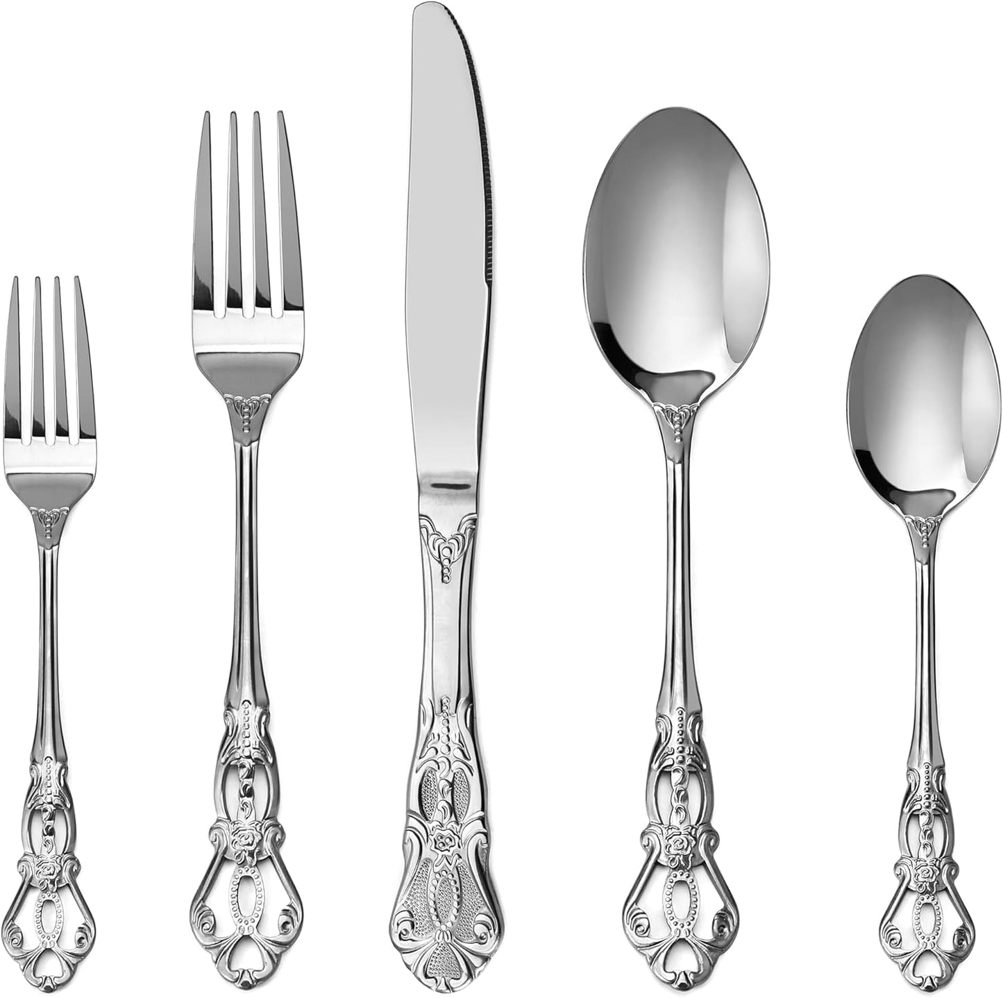 Retro Royal Silverware Set - 30 Pieces Stainless Steel Flatware