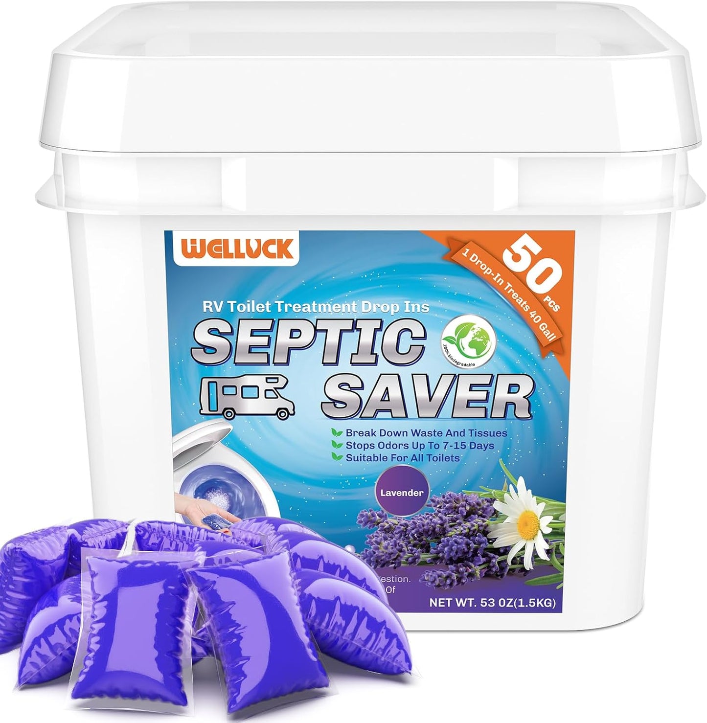 WELLUCK RV Toilet Treatment Drop Ins for Odor Control and Waste