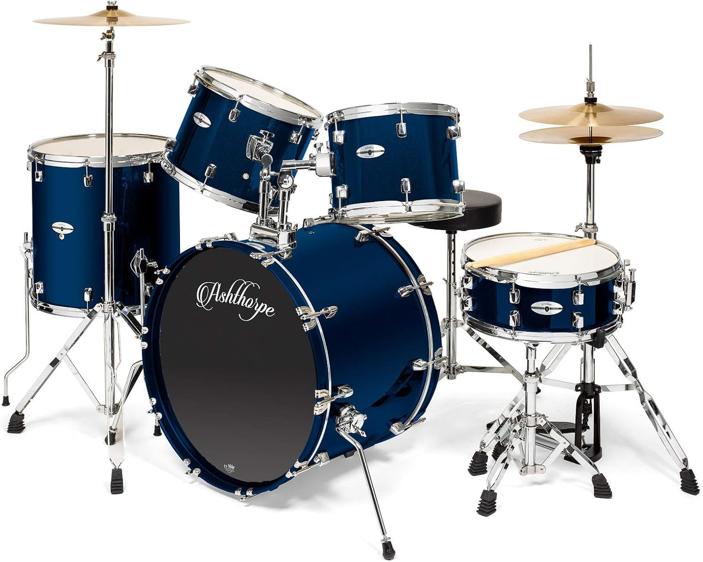 Ashthorpe 5-Piece Full Size Adult Drum Set with Premium Features