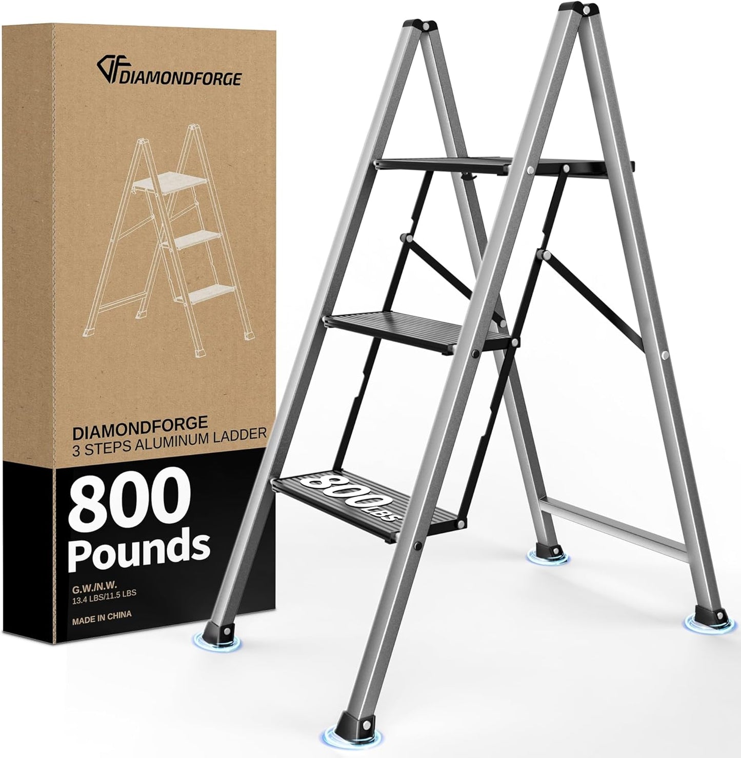3 Step Ladder with 800 lbs Capacity for Home and Office Use