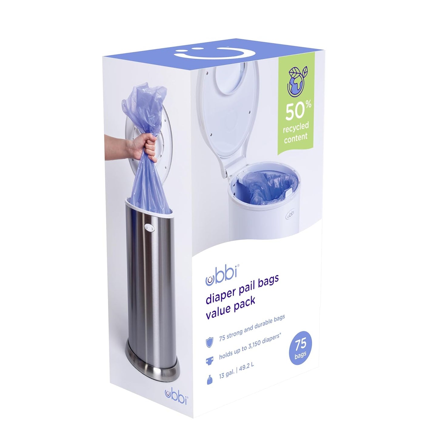Ubbi 75 Disposable Baby Waste Bags ~ Odor-Controlled