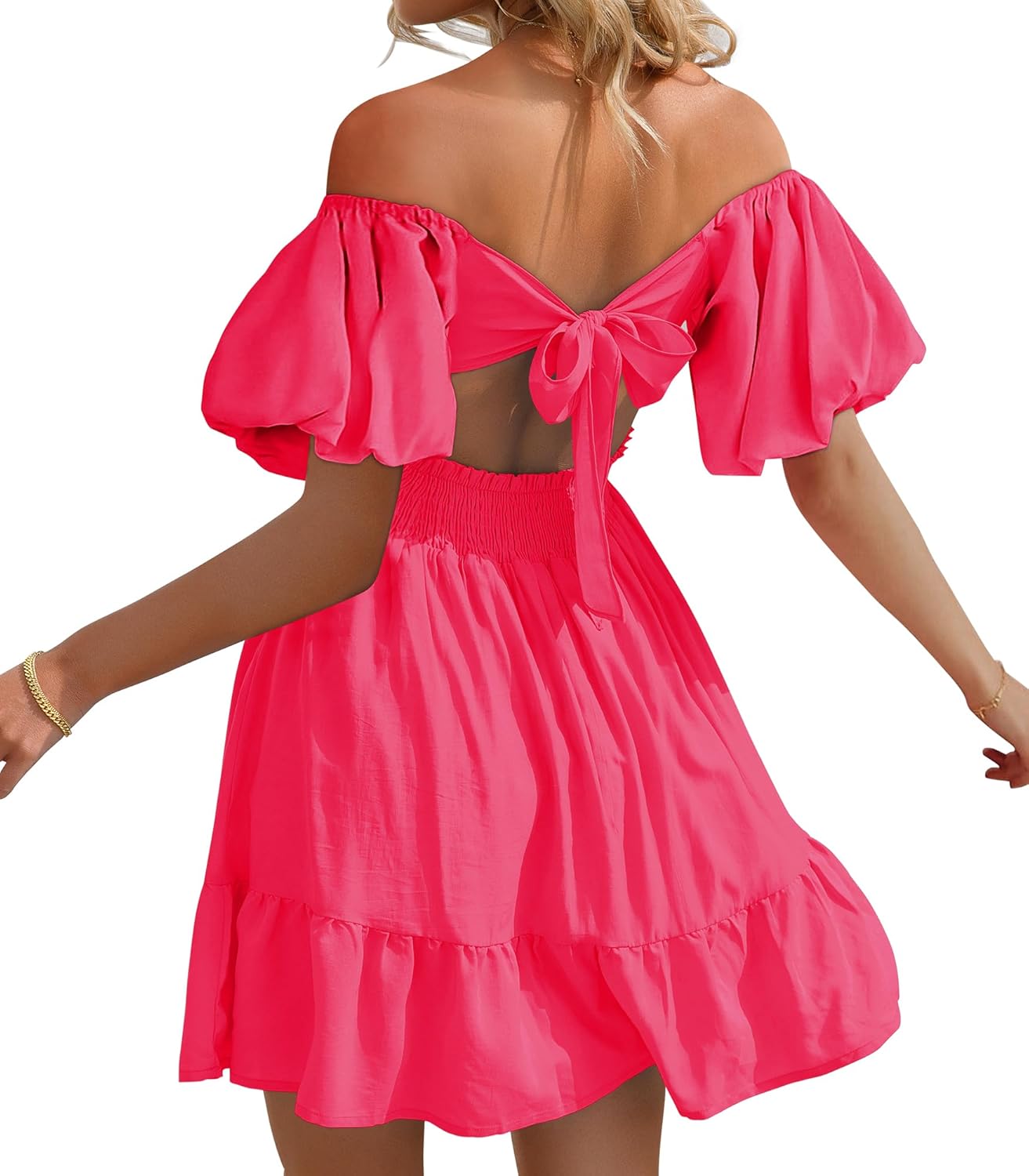 Phortric Womens Summer Tie Back Dress for Casual Elegance