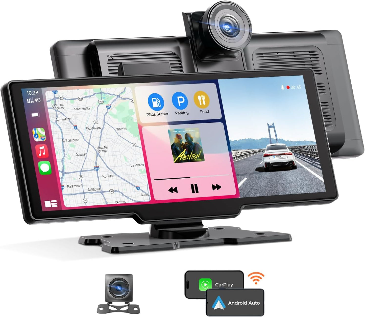 10.26 HD Screen Car Stereo: WiFi, 4K Dash Cam, Android Auto