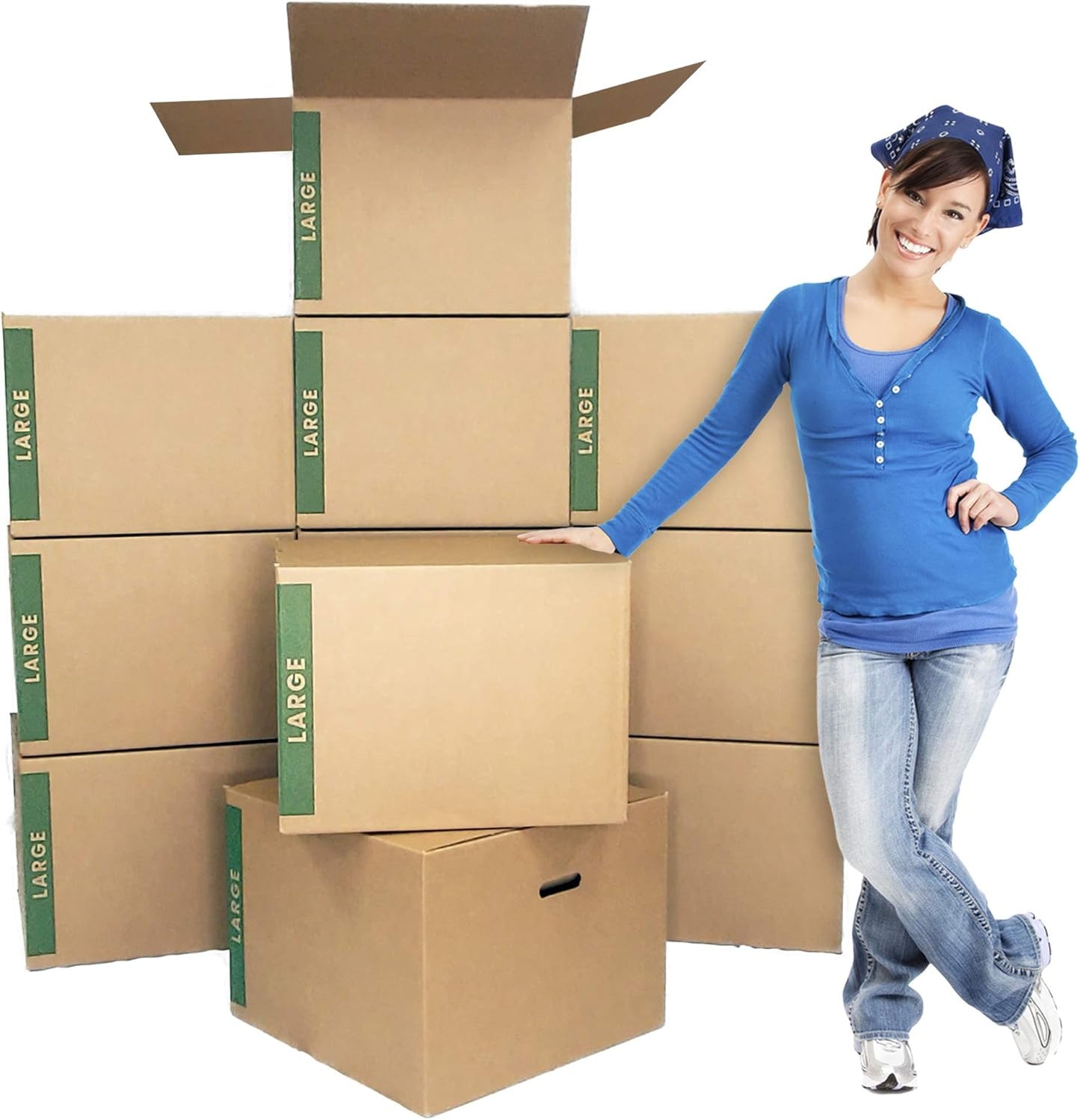 Large Moving Boxes Pack of 12 with Handles for Easy Packing