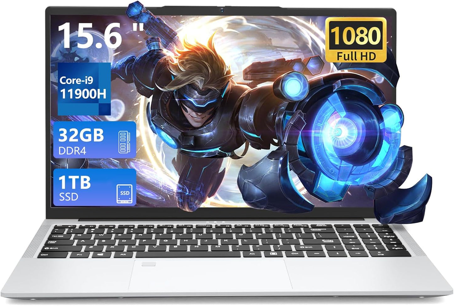 15.6 Inch Gaming Laptop with i9-11900H and 1TB SSD Storage