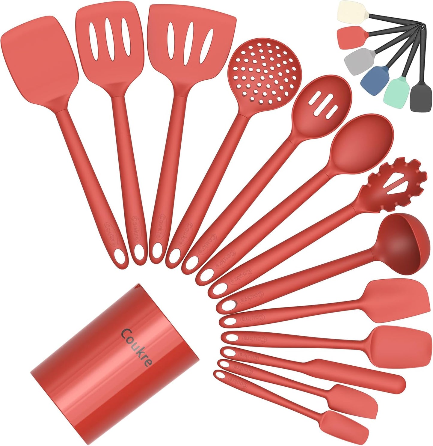 Coukre Silicone Kitchen Utensils Set with Holder for Cooking