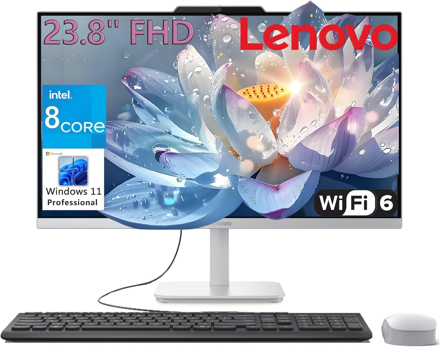 Lenovo 24 All-in-One Desktop for Home Office Productivity
