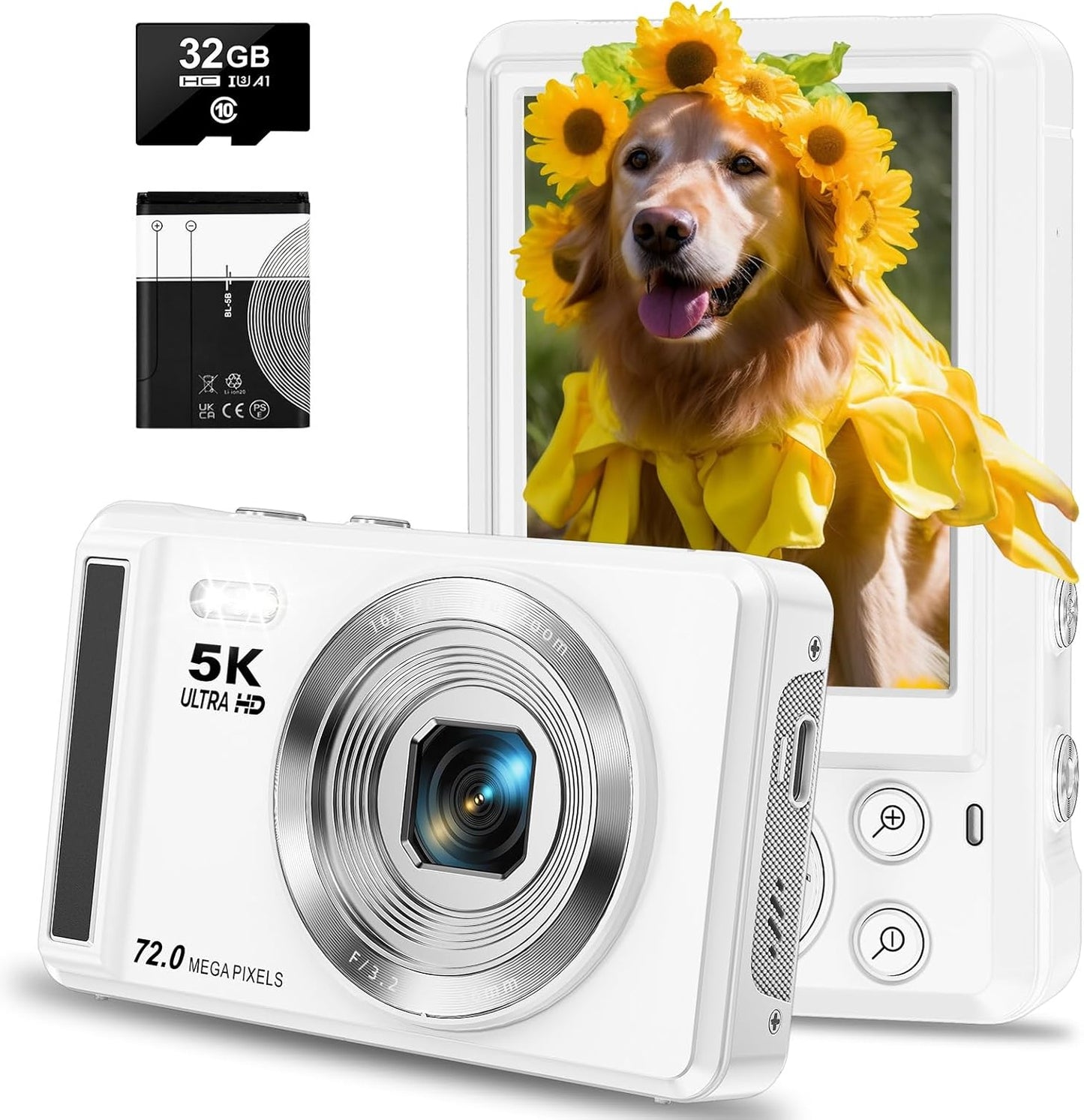72MP Kids' Autofocus Camera - 16X Zoom, UHD Screen, 32GB SD - YiFuar