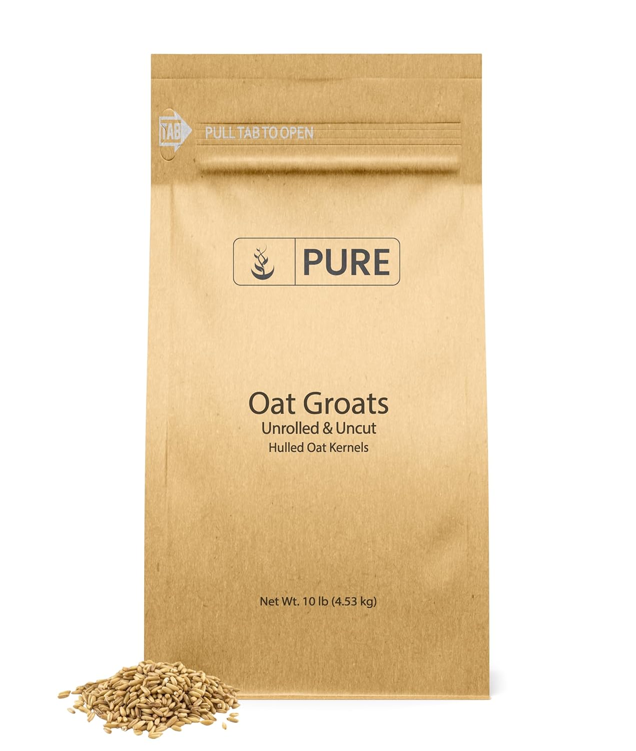 PURE ORIGINAL INGREDIENTS Oat Groats - Whole Uncut Hulless 10 lb