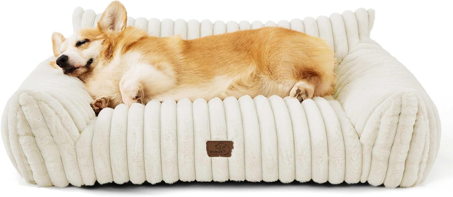 Bedsure Cute Dog Couch for Medium Dogs - Fluffy Pet Sofa