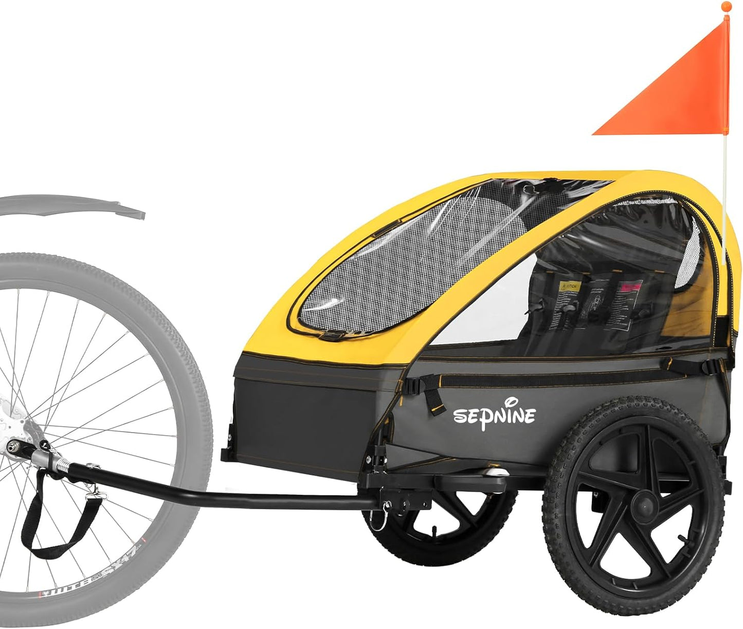 Sepnine Kids Bike Trailer for 1 to 2 Kids, Foldable & Safe