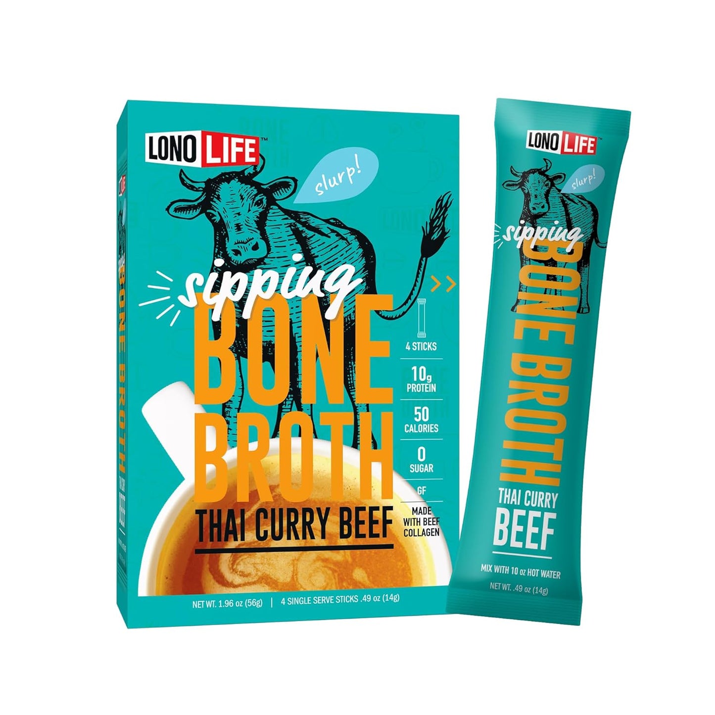 LonoLife Thai Curry Beef Bone Broth Powder Mix for Nutrition