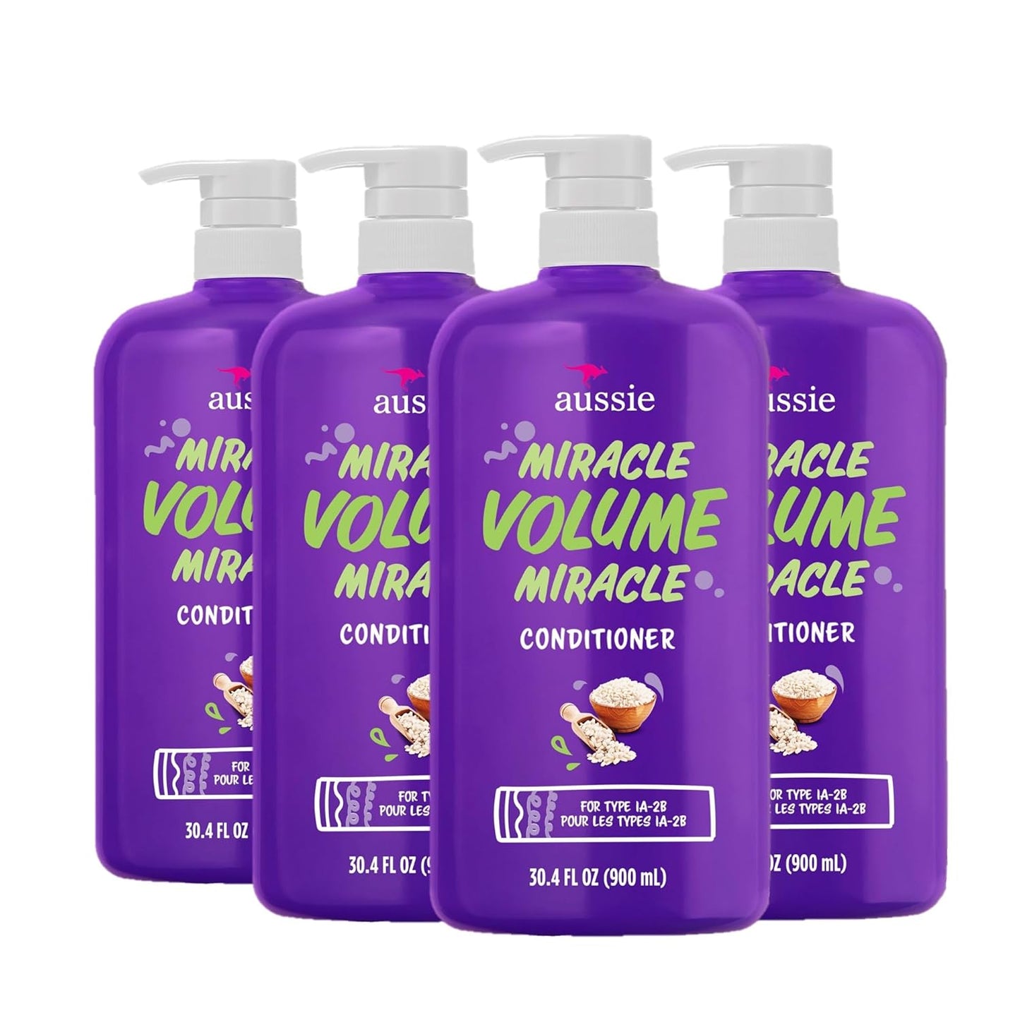 Aussie Miracle Volume Conditioner 4-Pack, Paraben-Free, Volumizing