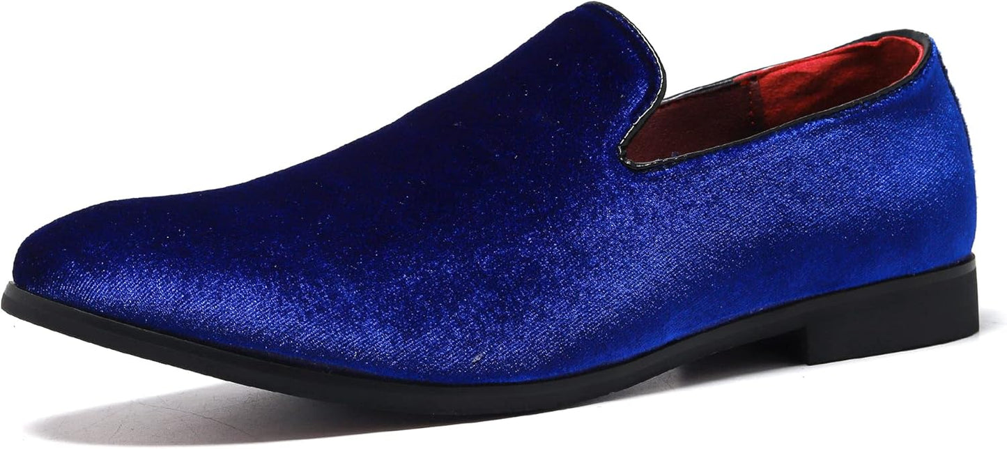FLQL Men's Luxury Penny Loafer Slip-On Velvet Shoes for Parties