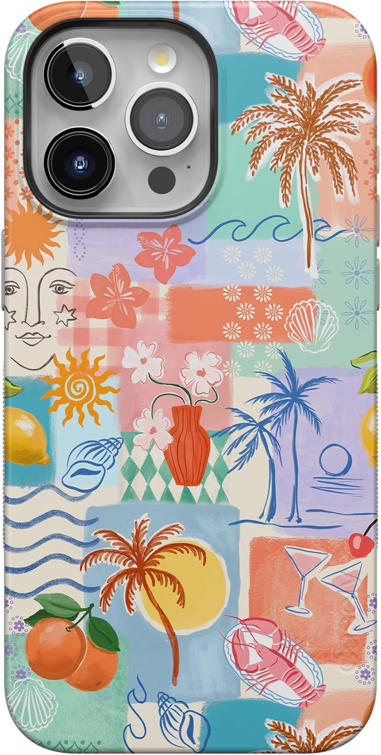 Casely iPhone 15 Pro Case - Tropical Heat Beachy Collage Design