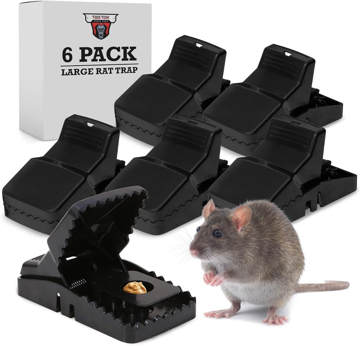Durable TwinTech Rat Traps - Instant Kill, Reusable - Indoor/Outdoor