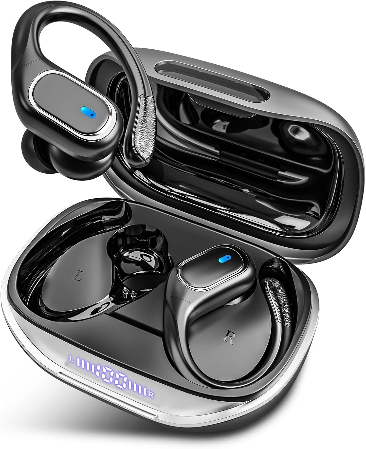 Catitru Bluetooth Earbuds: 80Hrs Playtime, IPX7 Waterproof, Wireless Charging - Black