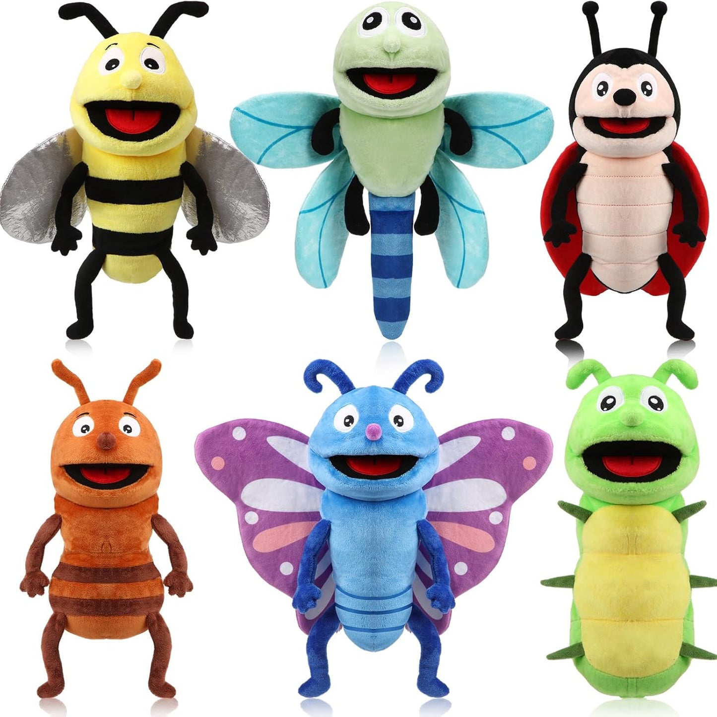 Lenwen 6 Pcs Plush Animal Hand Puppets for Kids' Storytelling