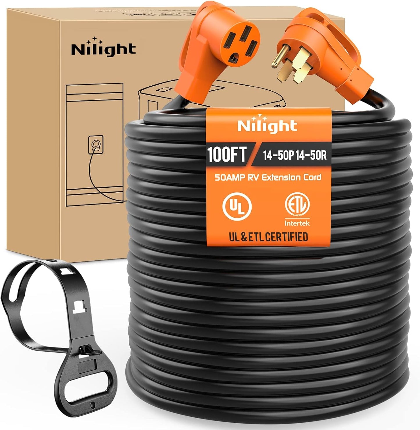 Nilight 50 Amp 100FT RV EV Extension Cord for Heavy Duty Use