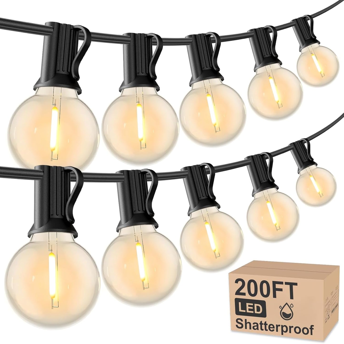 Outdoor String Lights 200 FT Globe LED for Cozy Ambiance