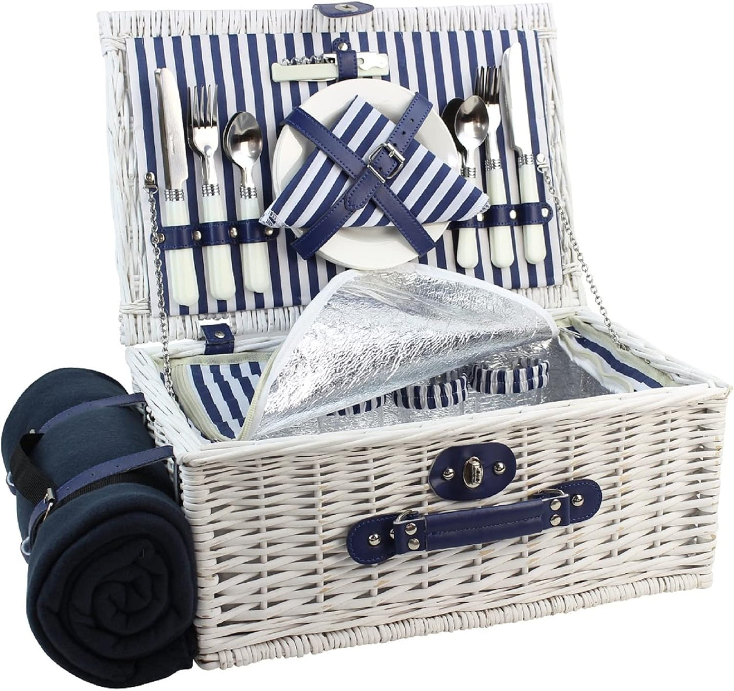 Picnic Basket Willow for 4 Persons with Insulated Cooler