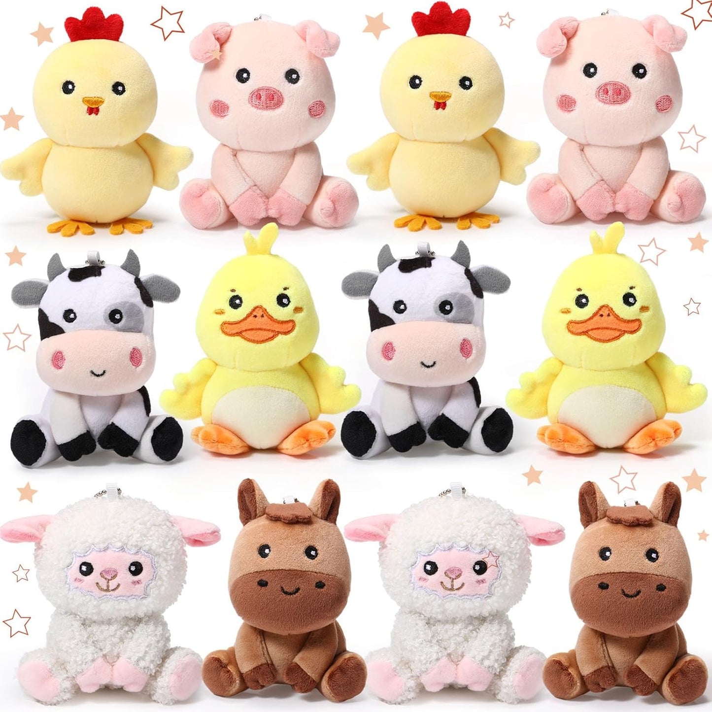 12 Pcs Mini Stuffed Farm Animals Plush Toys for Kids Fun