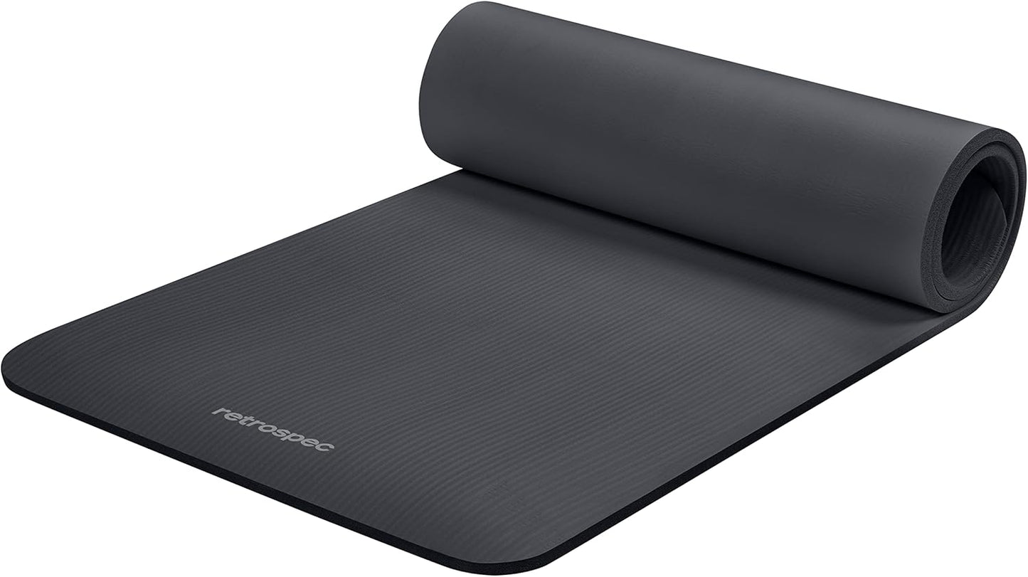 Retrospec Solana Yoga Mat - Non-Slip 1/2 Mat for Yoga, Pilates, & Fitness