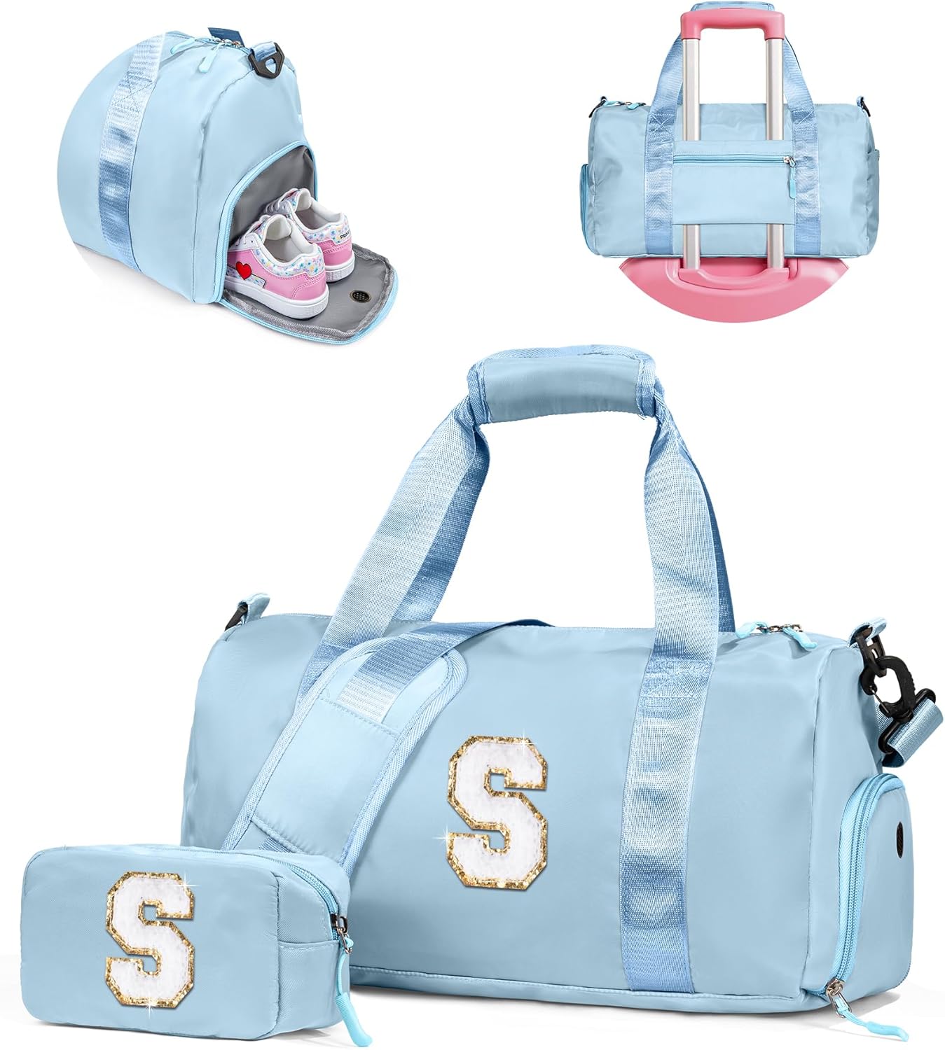Personalized Girl Gym Bag with Shoe Compartment for Travel