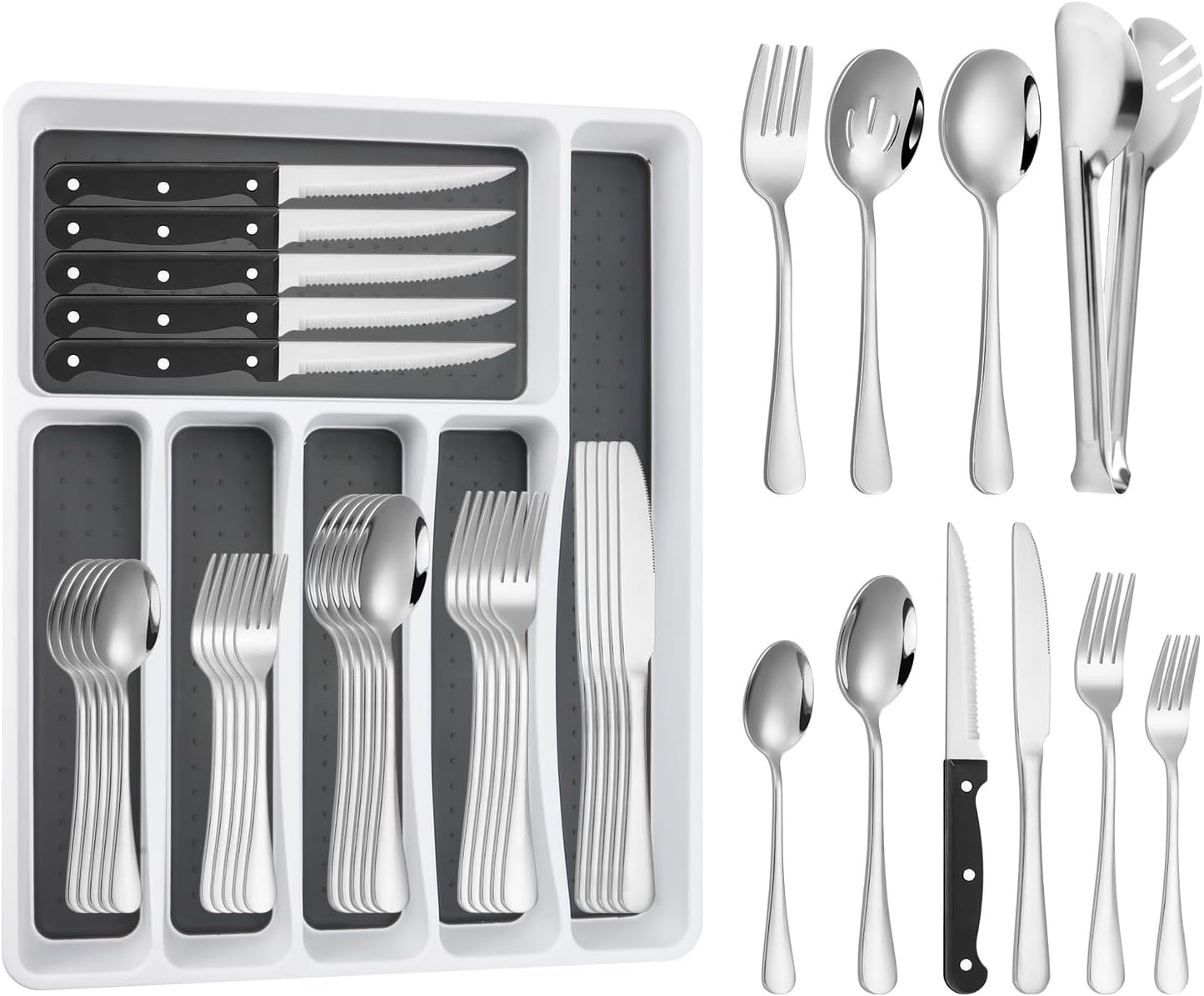 53PCS Stainless Steel Silverware Set for 8 with Organizer