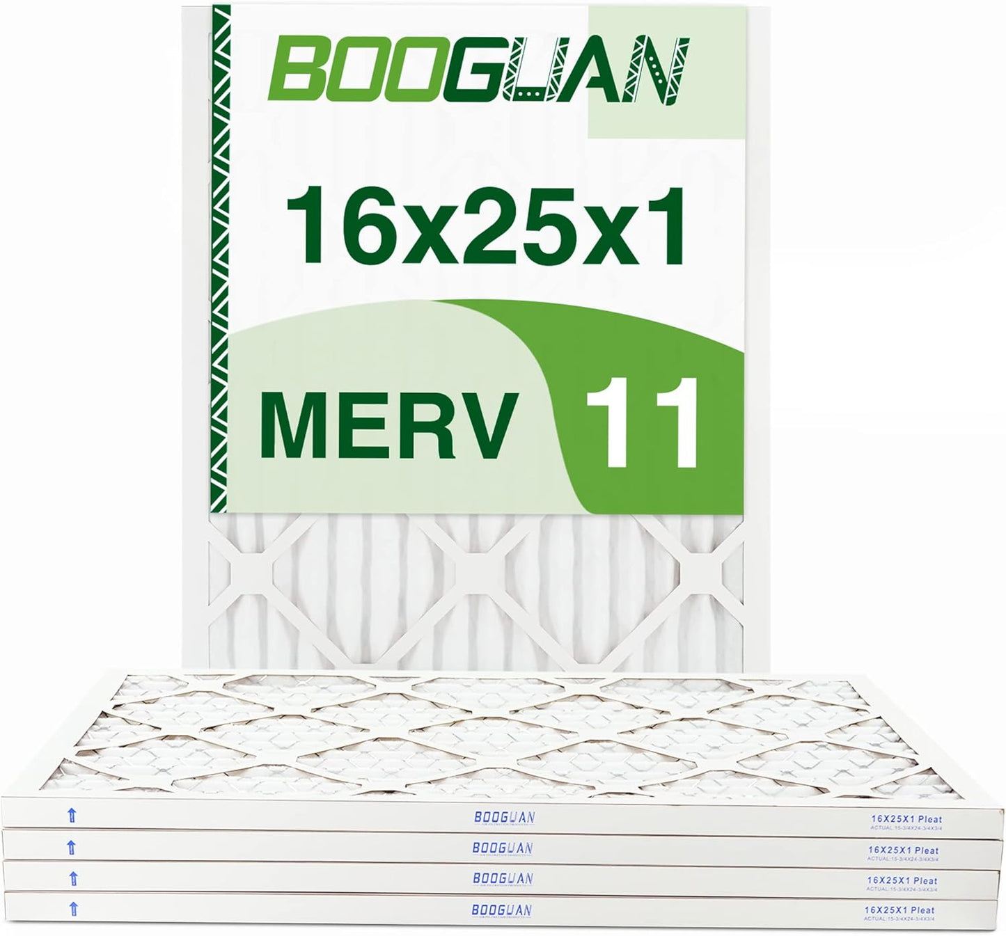 16x25x1 Air Filter MERV 11 for HVAC Systems - 4-Pack