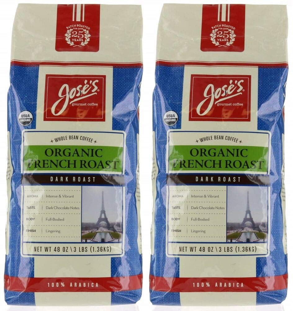 2X Jose's Gourmet Organic French Roast Whole Bean Coffee 48 oz