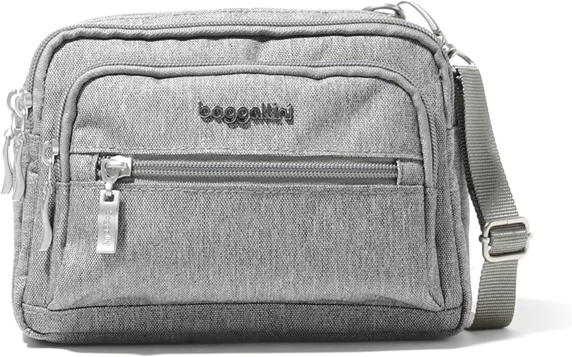 Baggallini Triple Zip Small Crossbody Bag for Women - Versatile Style
