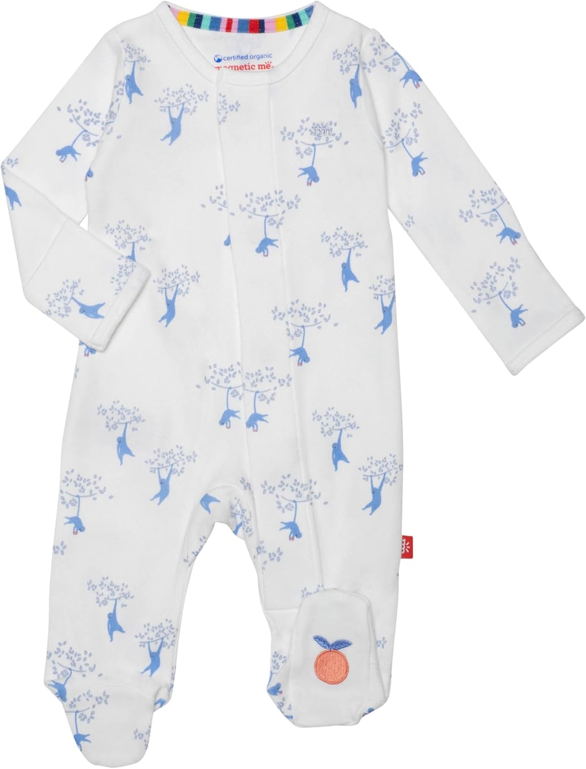 Magnetic Baby Footie Pajamas in 100% Organic Cotton for Comfort