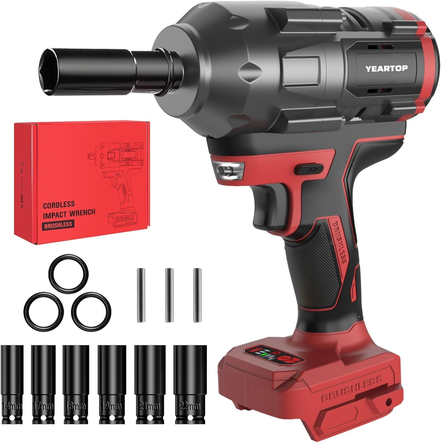 Cordless Impact Wrench 1/2 inch for Milwaukee with 900 Ft-lbs Torque