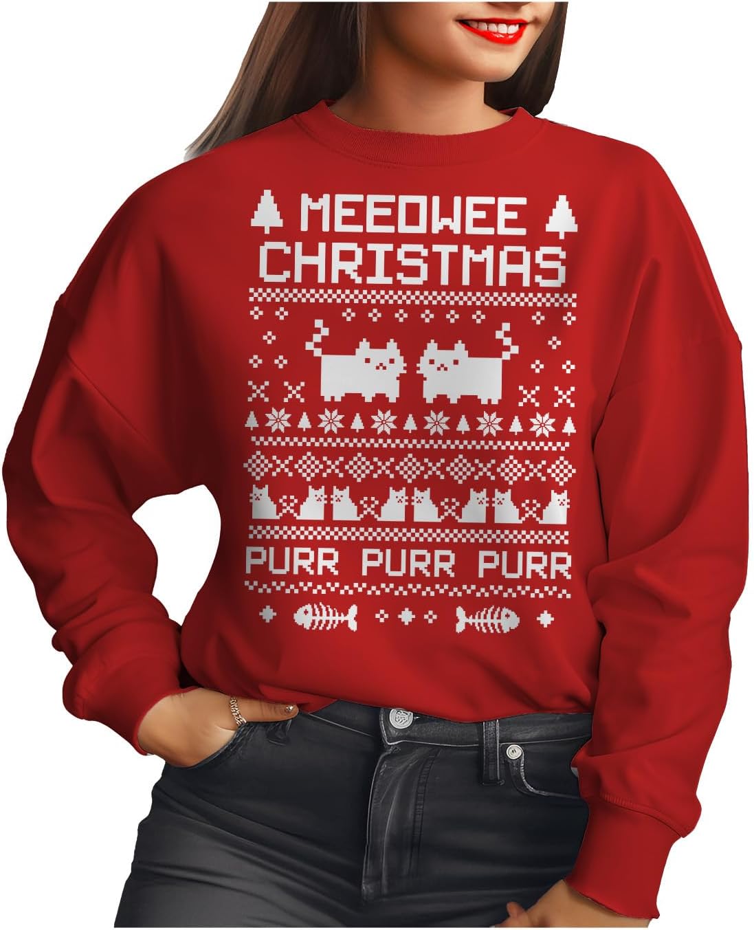 Meeowee Cat Christmas Sweater - Festive Feline Fun!