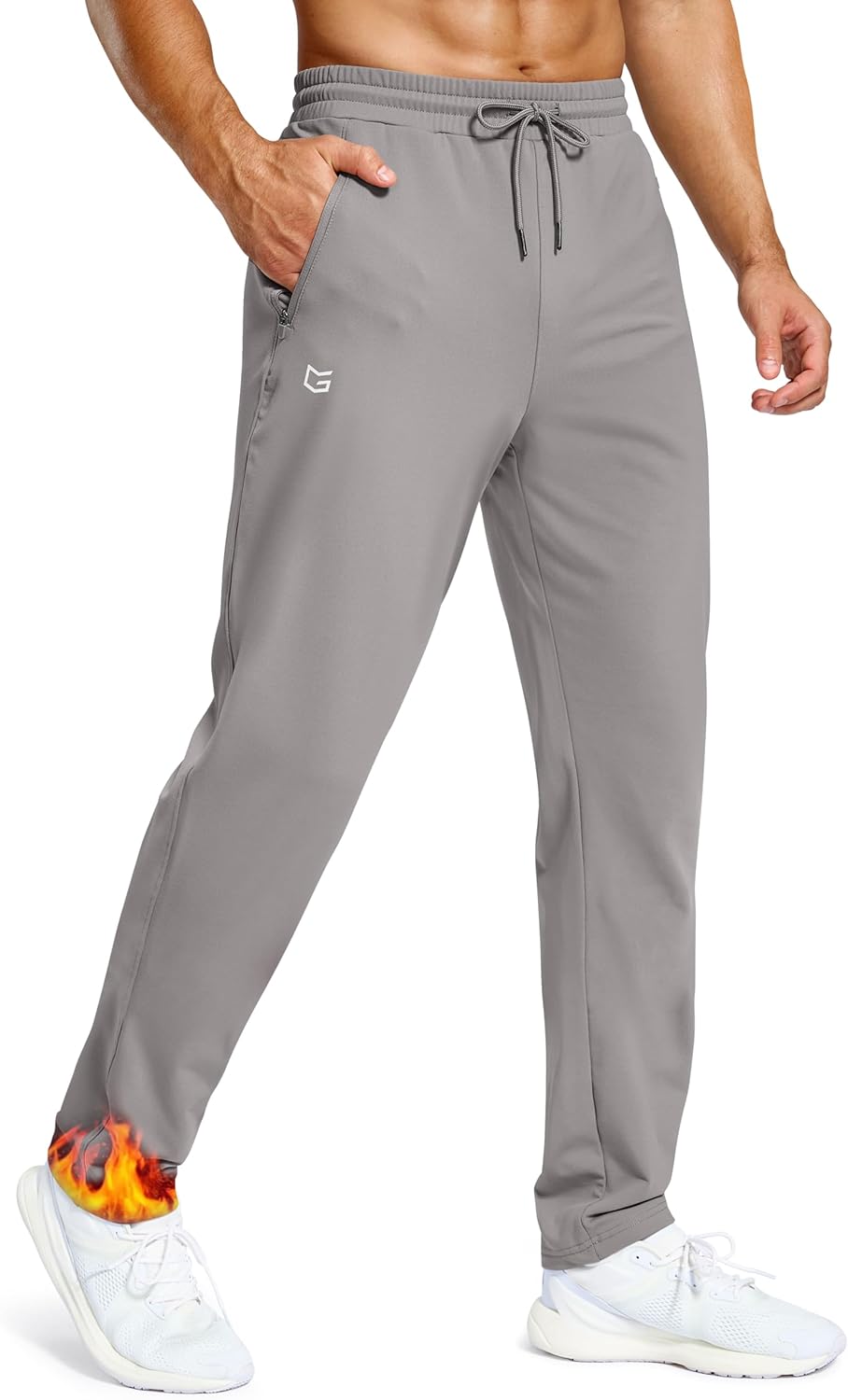 Men's Fleece Lined Winter Pants for Tall Men with Zipper Pockets