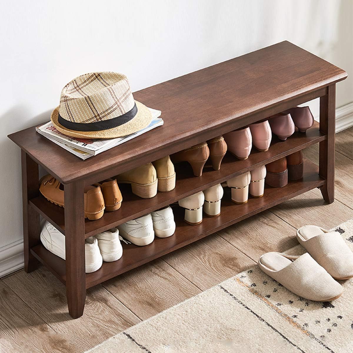 XKZG Storage Bench Wooden Shoe Rack for Entryway and More