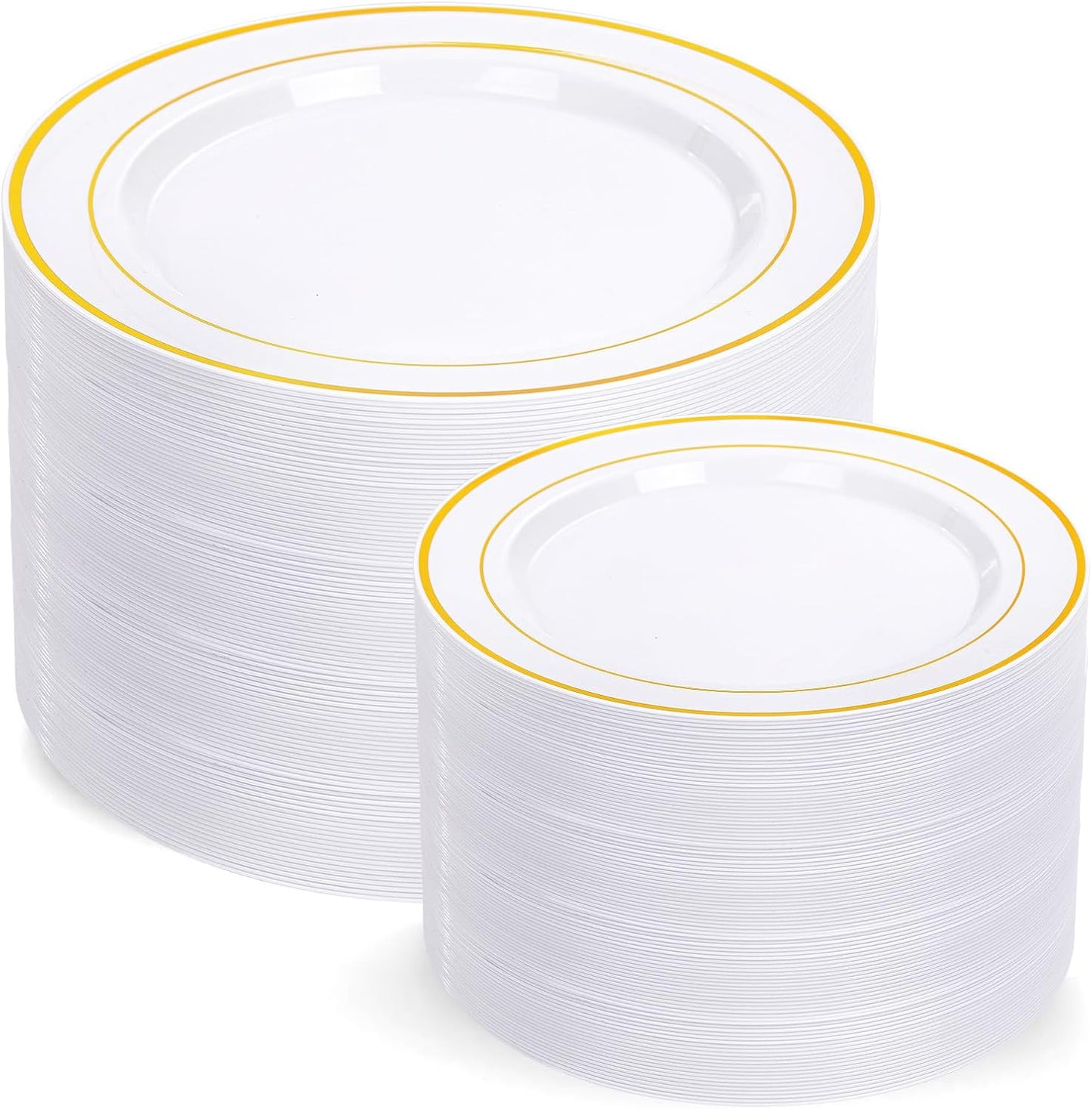Elegant Gold Plastic Party Plates Set - 200pcs