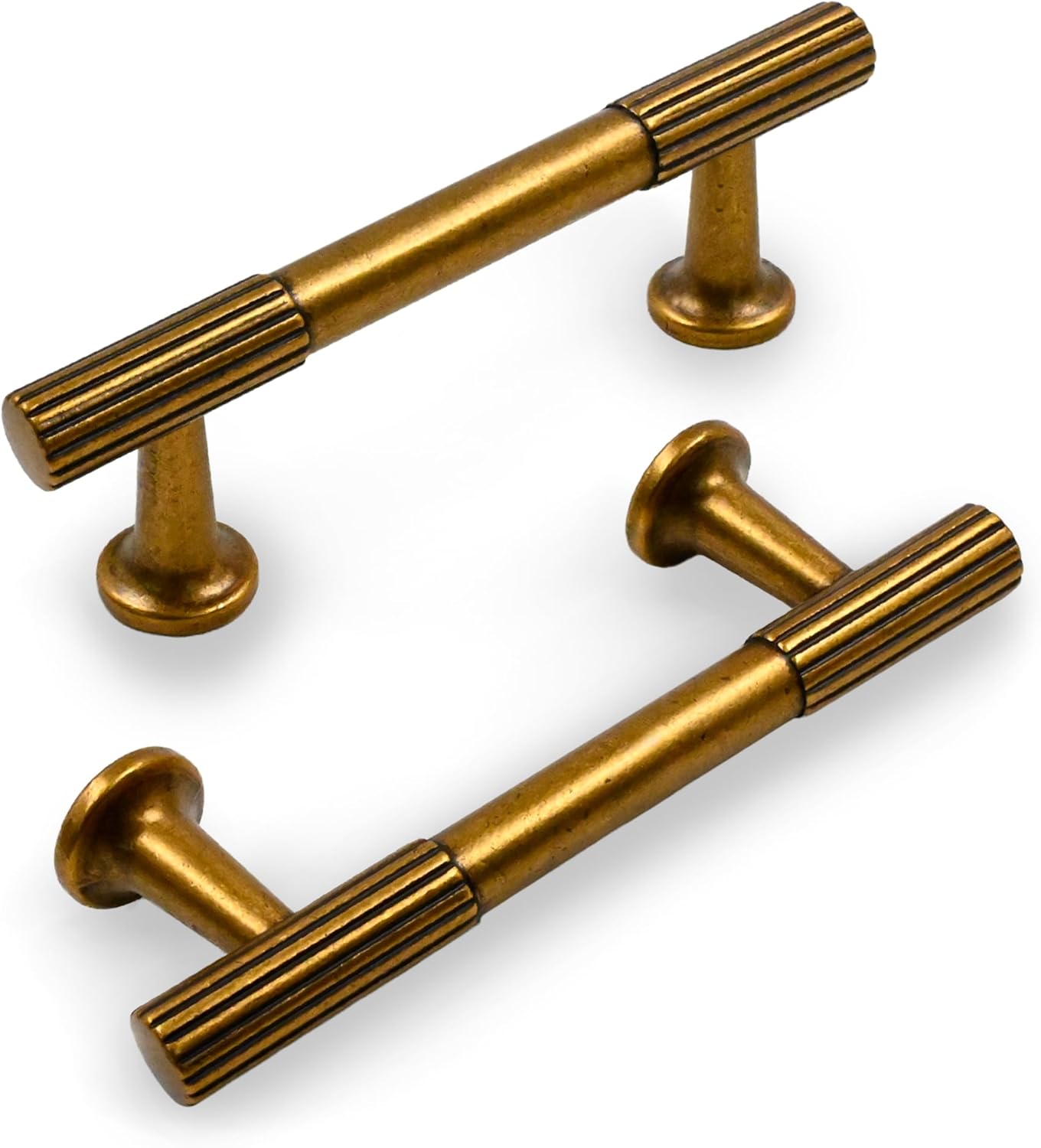 Antique Brass Cabinet Pulls - 10 Pack 3 Inch Kitchen Handles