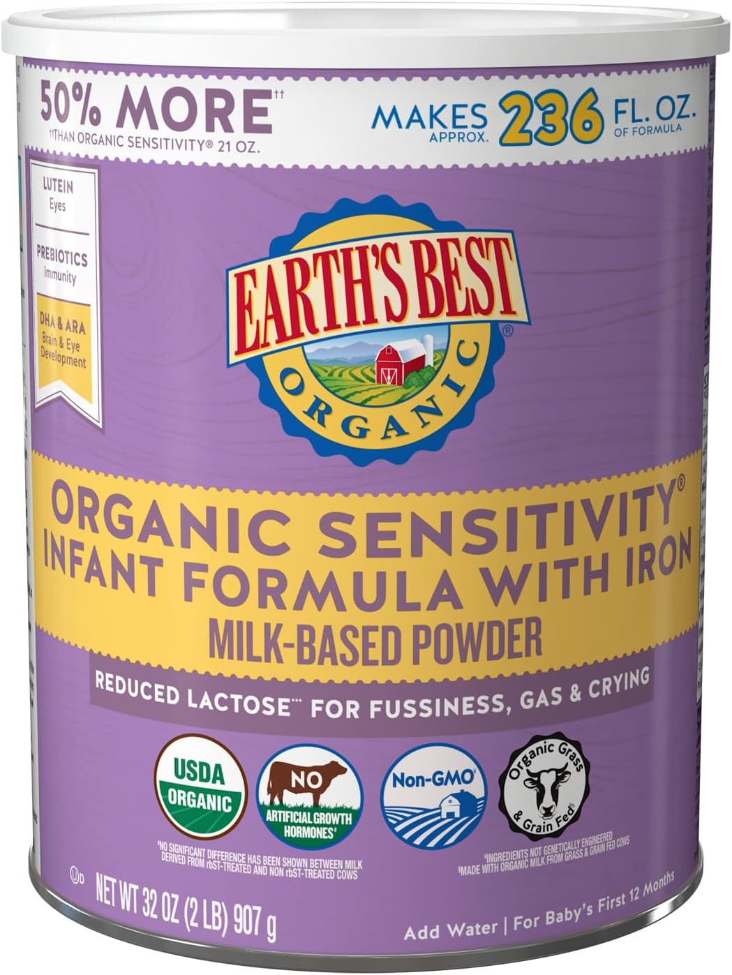 Organic Sensitive Baby Formula - Reduced Lactose with DHA & ARA