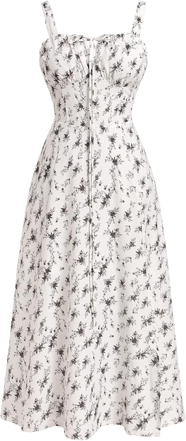Floral Corset Dress for Women - Boho Midi Sundress Style