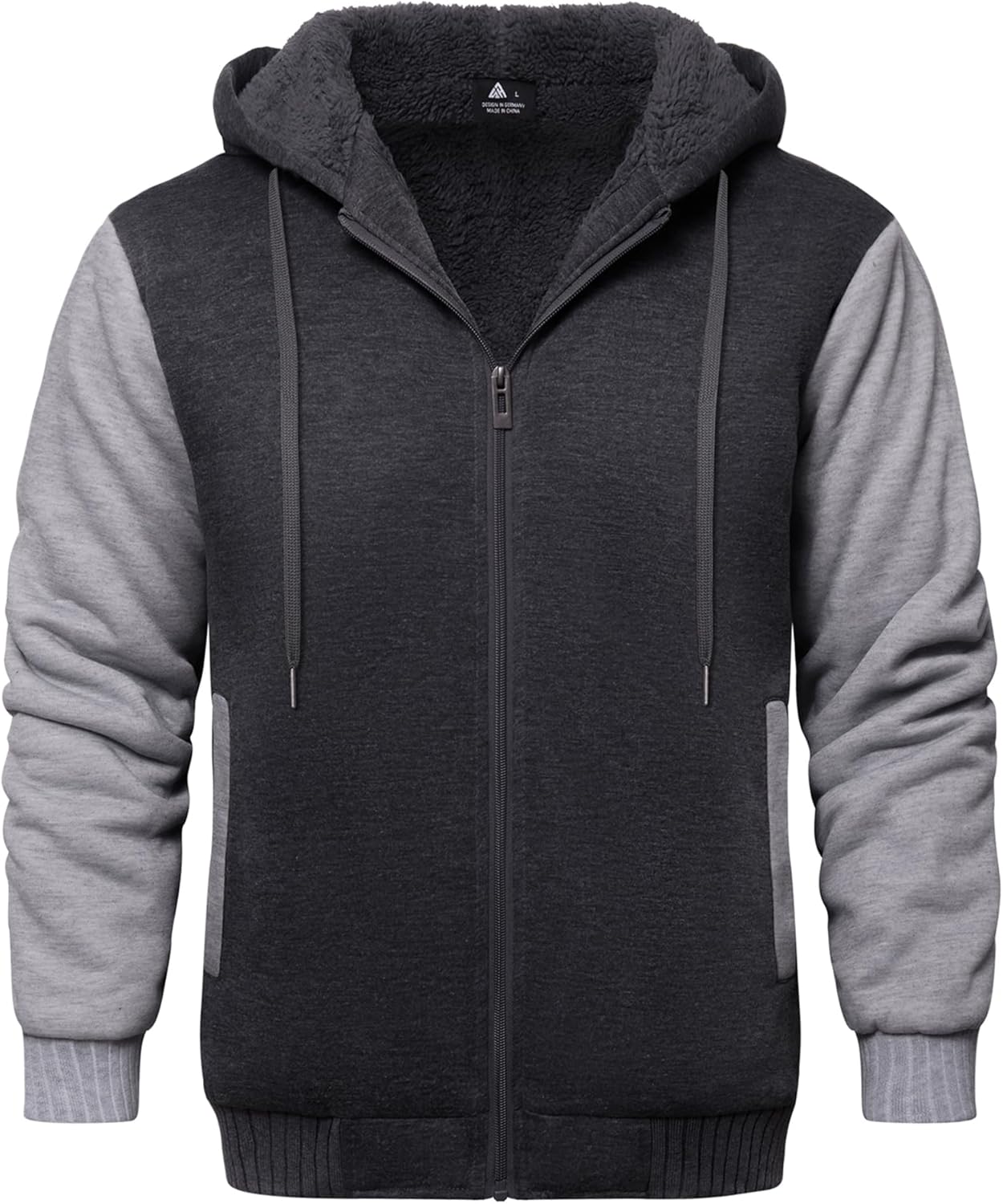 GEEK LIGHTING Mens Fleece-Lined Zip Up Hoodie for Winter Warmth
