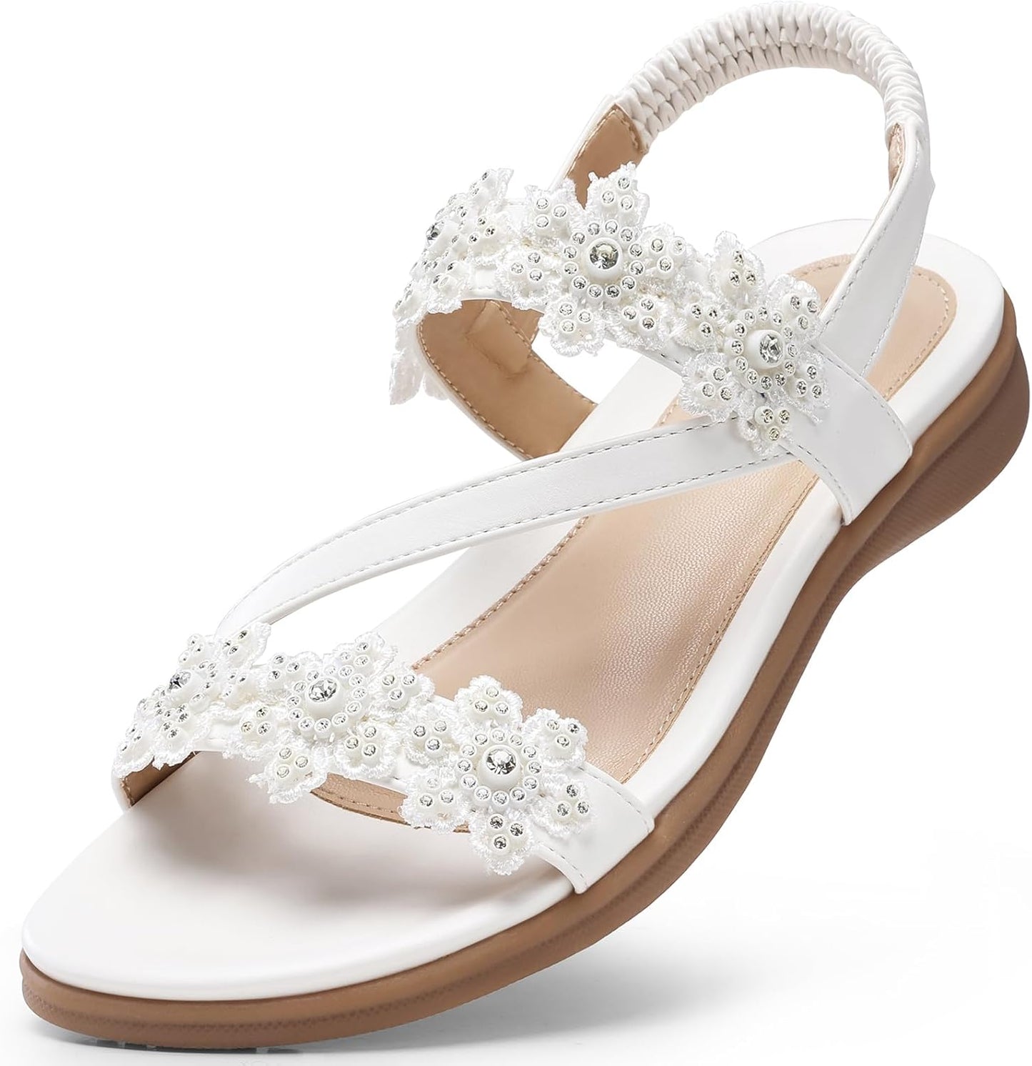 TEMOFON Sandals for Women: Dressy Summer Flat Flower Sandals