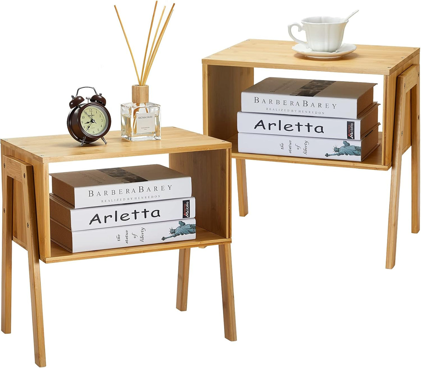 Pipishell Bamboo Stackable End Tables for Stylish Living Spaces