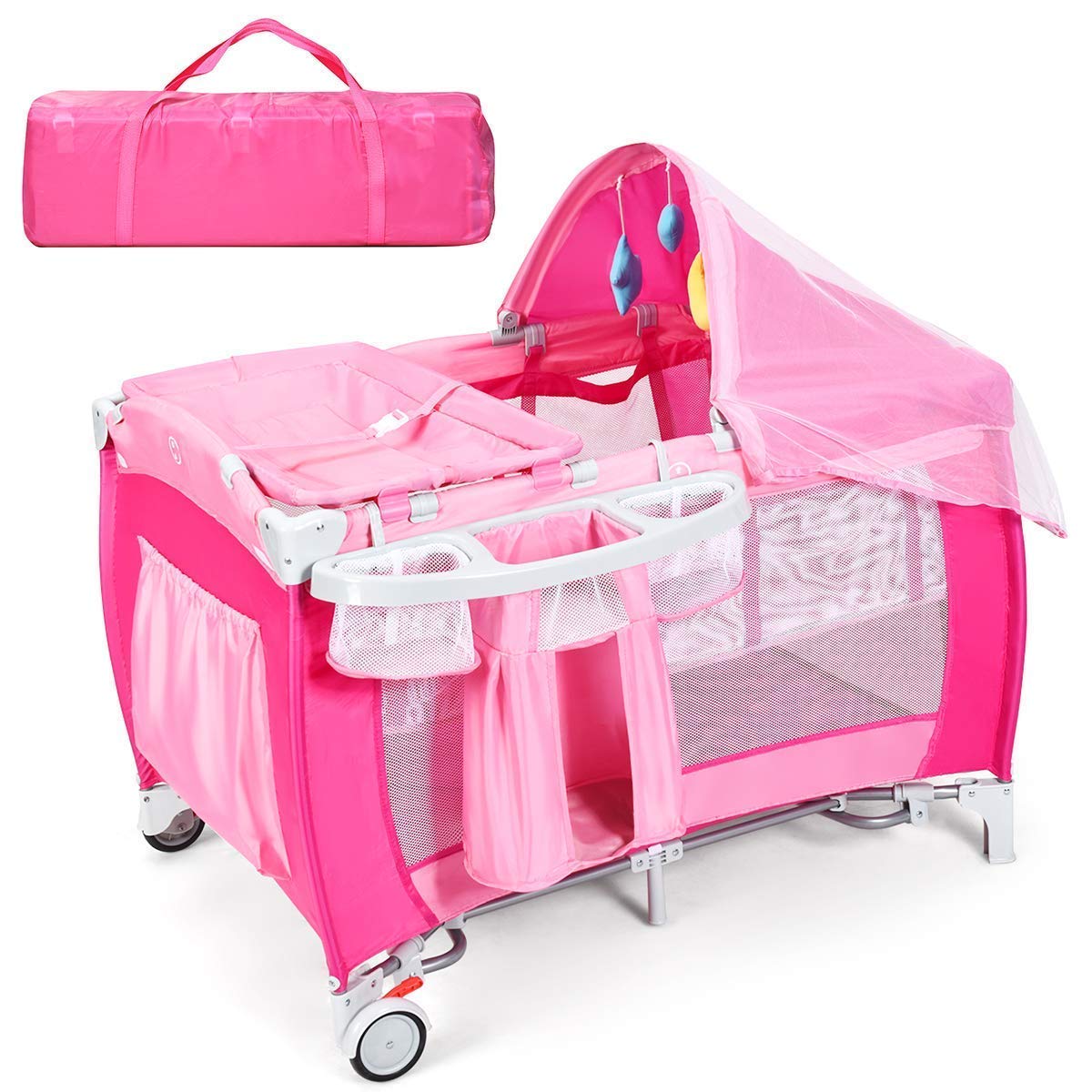 4-in-1 Portable Baby Playard with Bassinet and Changing Table